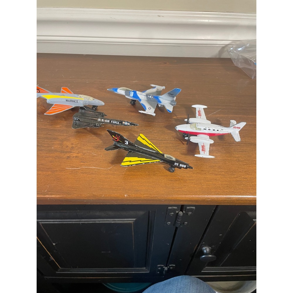 Vintage Diecast Toy Airplane Lot 5pc US Air Force Marines SR-71 DHL Fighter Jets